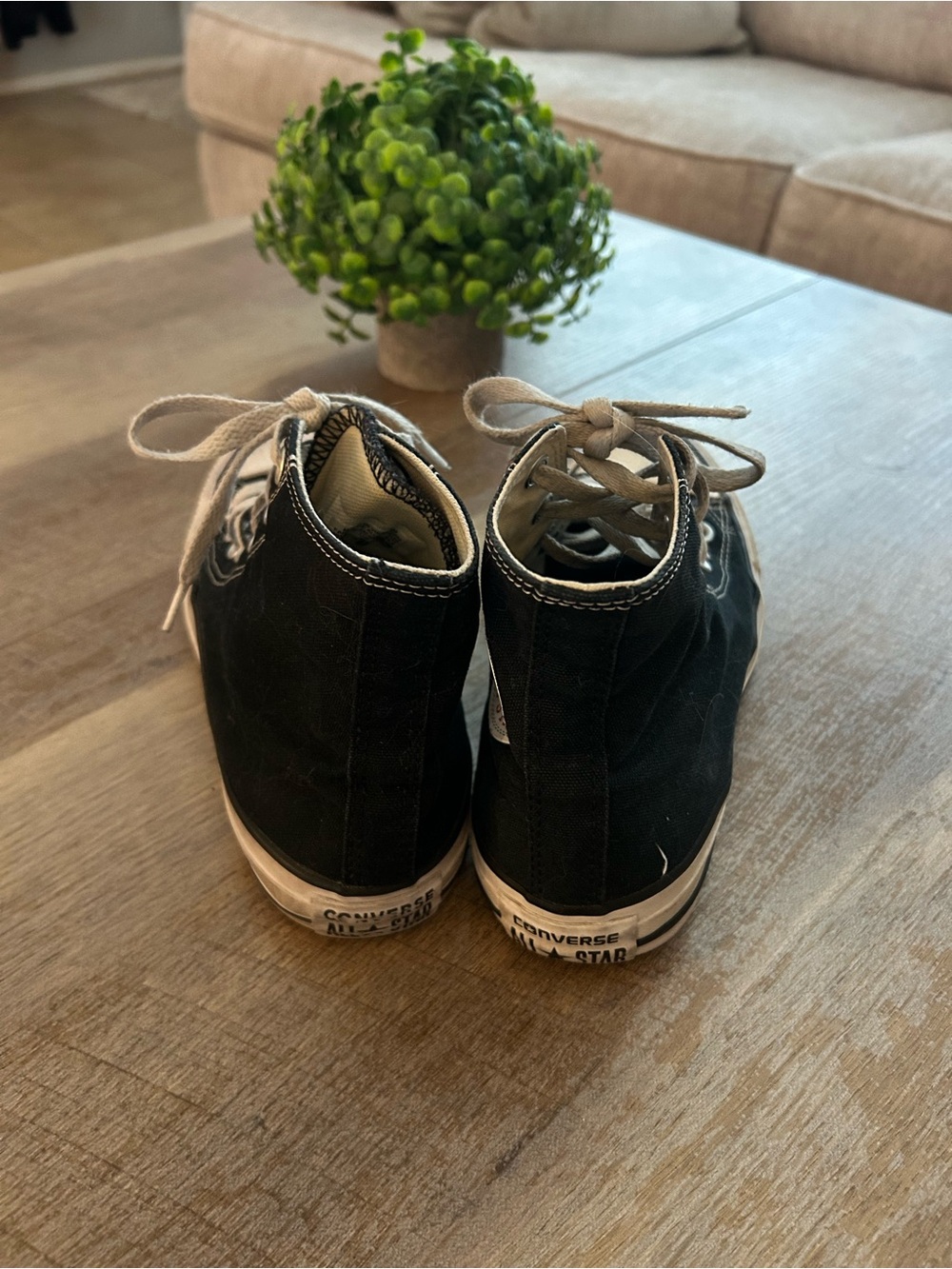 Converse Black High Top Canvas Sneakers with White Accents - Picture 2 of 5